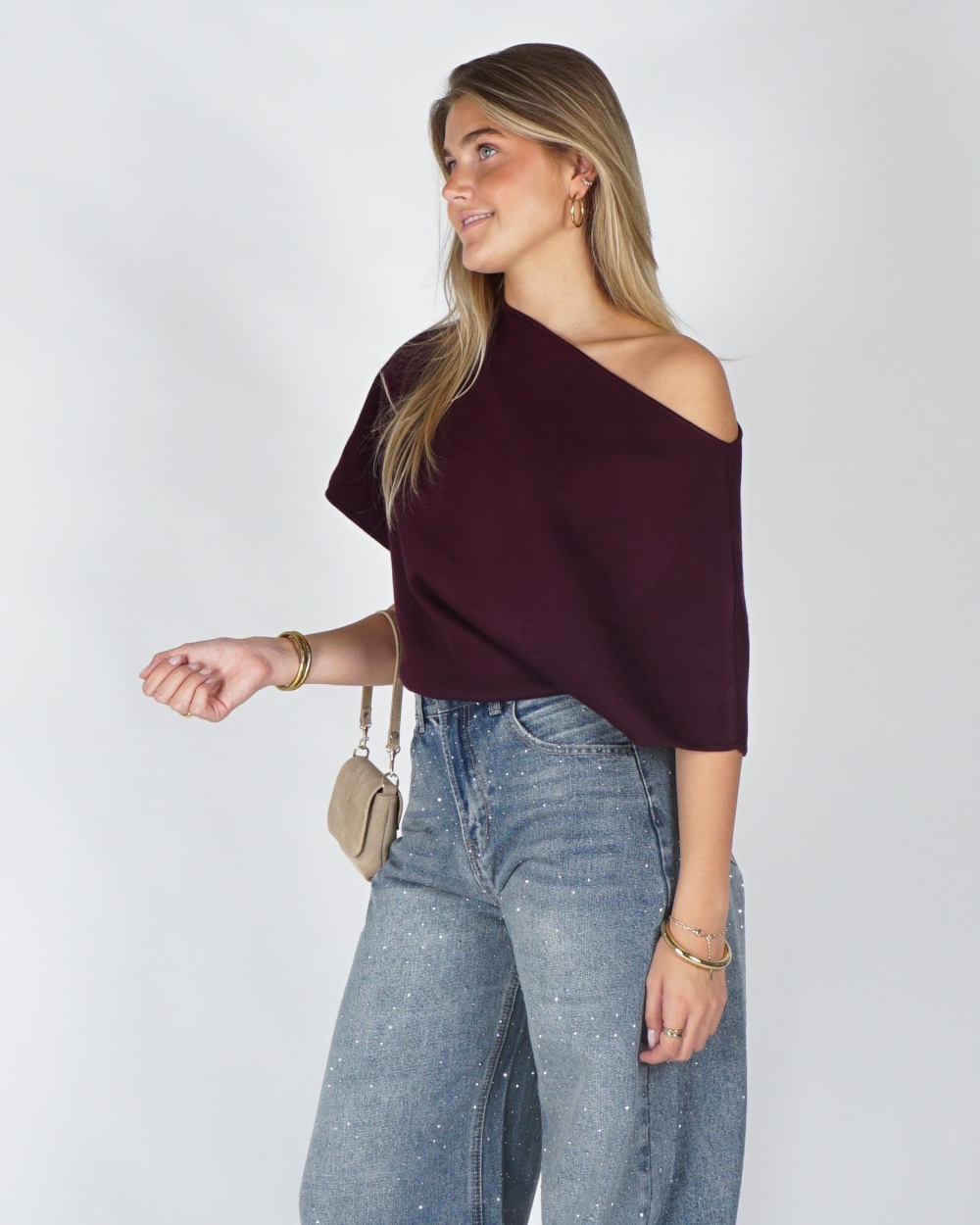 Gossip ONESHOULDER TOP TRIJNTJE Plum