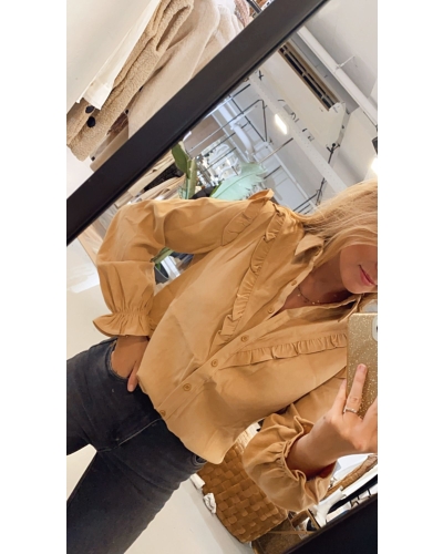 Gossip CAMEL BLOUSE BABY RIB EN RUFFLES