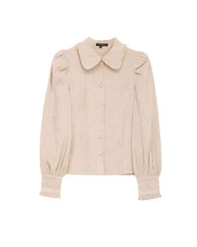 My Jewellery BLOUSE MET CORDUROYCOLLAR BEIGE