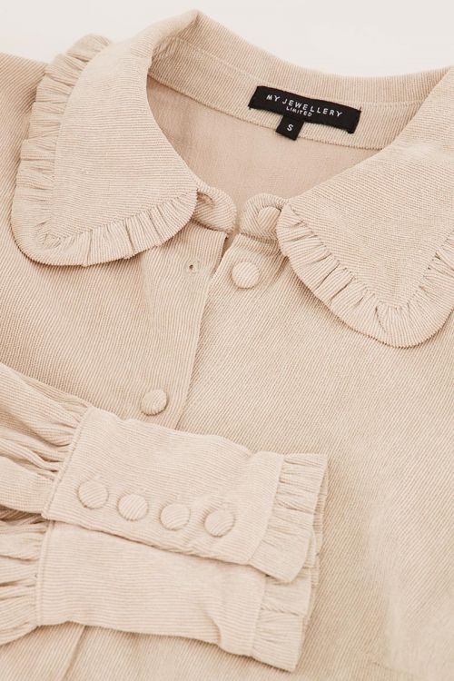 BLOUSE MET CORDUROYCOLLAR BEIGE