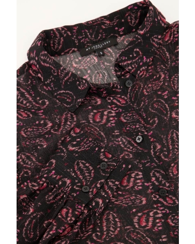 ZWARTE BLOUSE MET PAISLEY PRINT