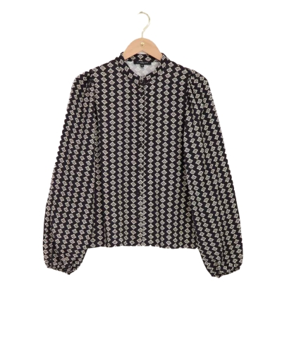 My Jewellery ZWARTE BLOUSE MET SHAPES PRINT