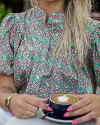 BLOUSE MET PRINT GROEN