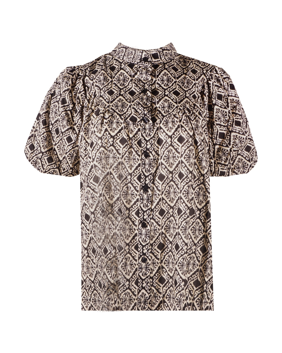 BLOUSE MET PRINT ZWART