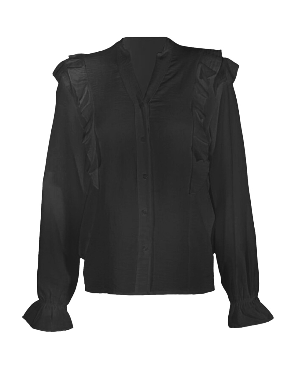 BLOUSE RUFFLE FROUKJE ZWART