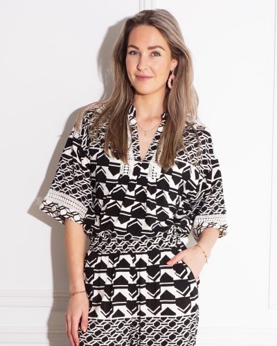 Nukus BLOUSE NINA ZWART/ECRU