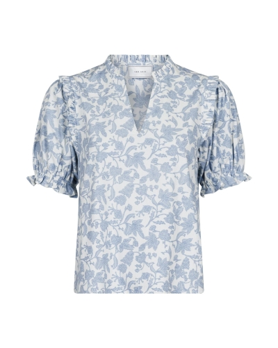 TOP ROSALIE BLOEMEN WIT/BLAUW