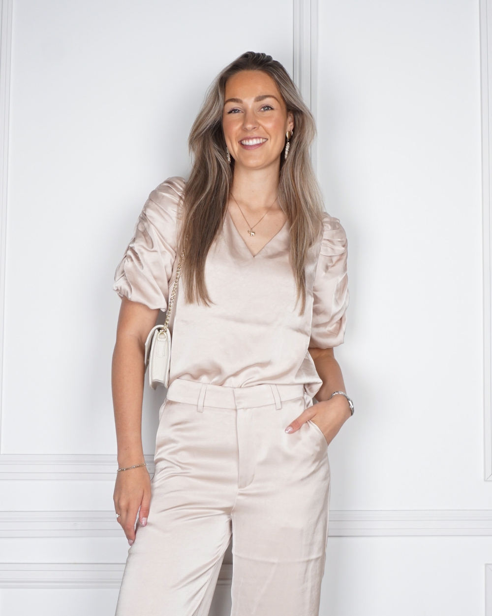 ELBA HEAVY SATEEN BLOUSE CHAMPAGNE