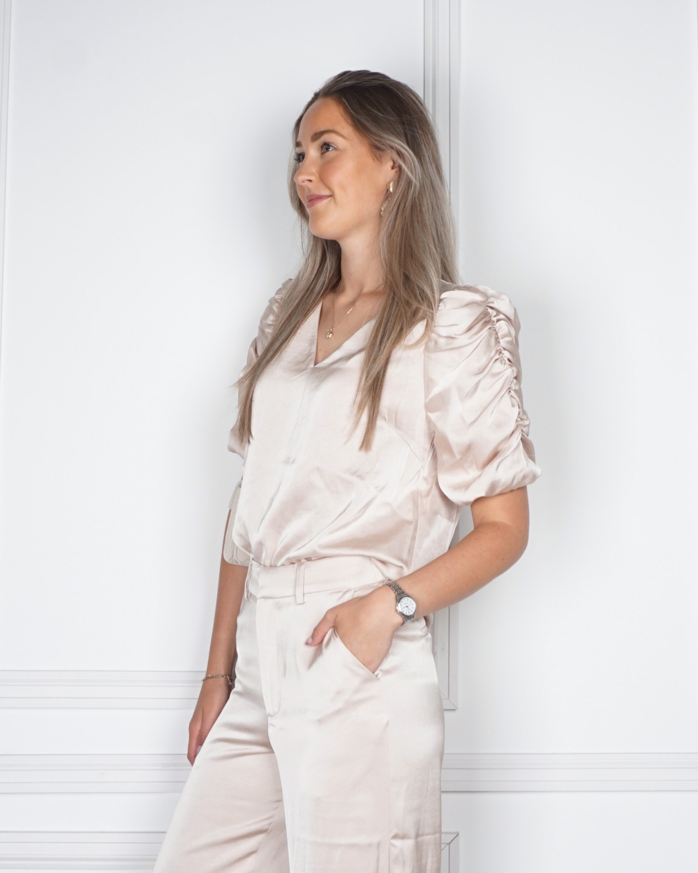 ELBA HEAVY SATEEN BLOUSE CHAMPAGNE
