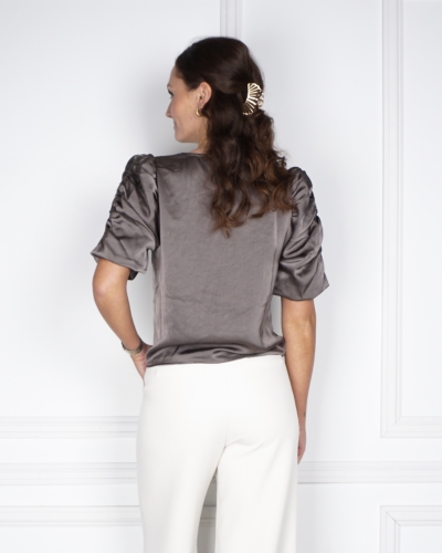 SATEEN BLOUSE ELBA GRIJS