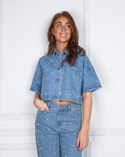 Refined Department DENIM TOP ADELINE PEARLS