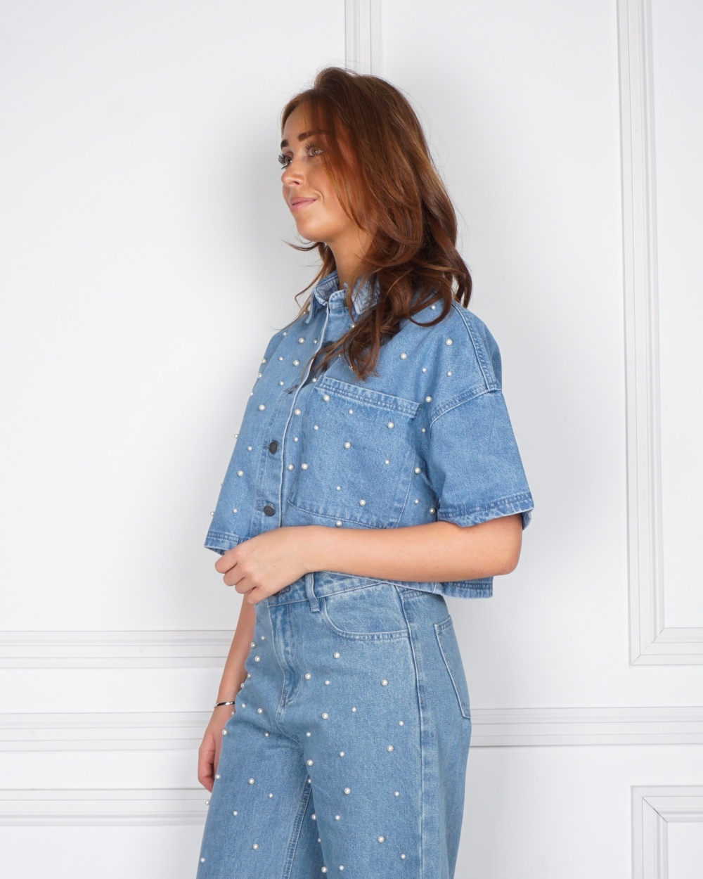 DENIM TOP ADELINE PEARLS