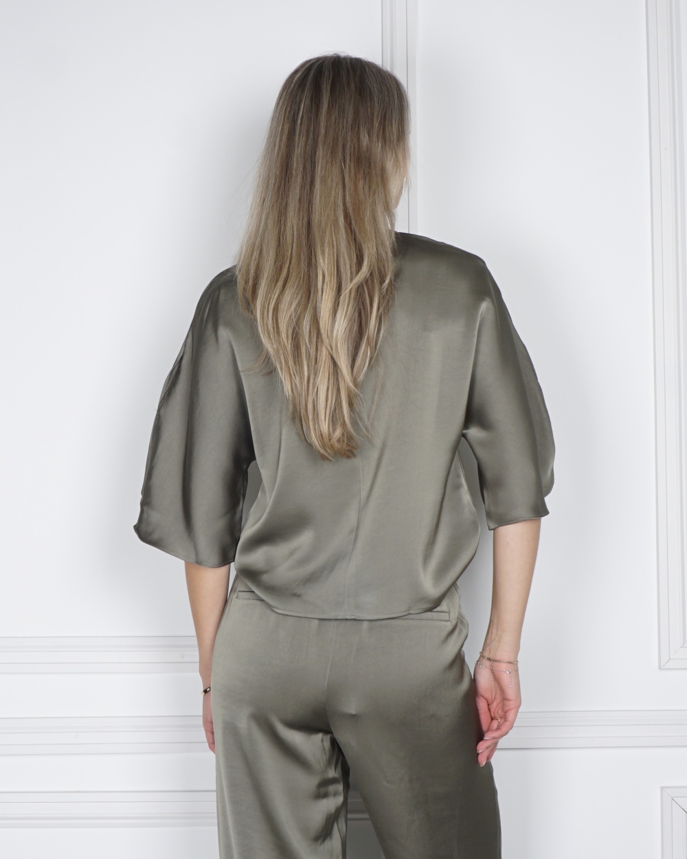 SATEEN BLOUSE LIORA GROEN