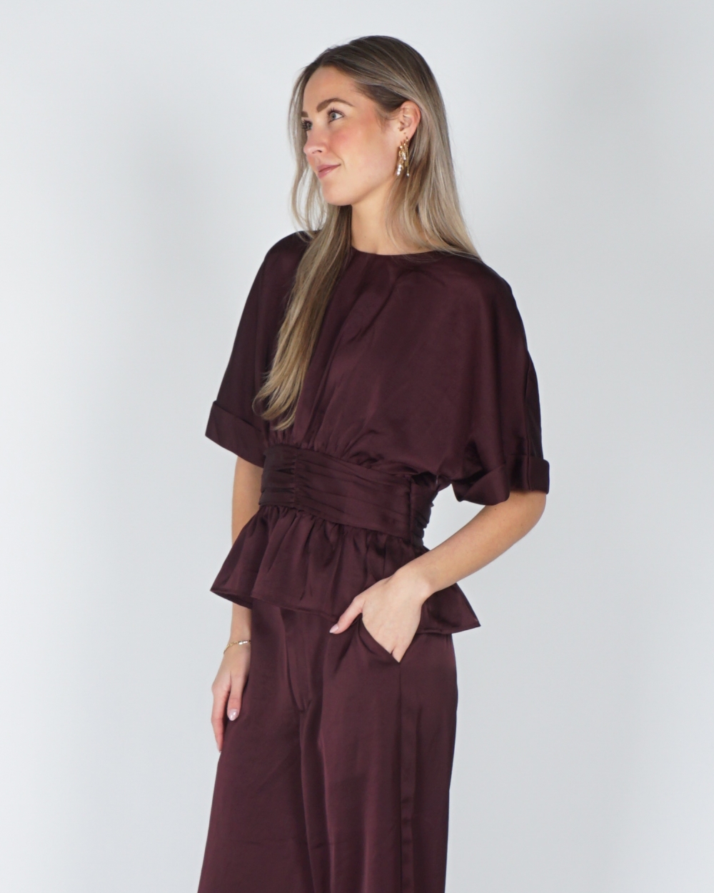 BLOUSE ANNEGRET SATIJN PLUM