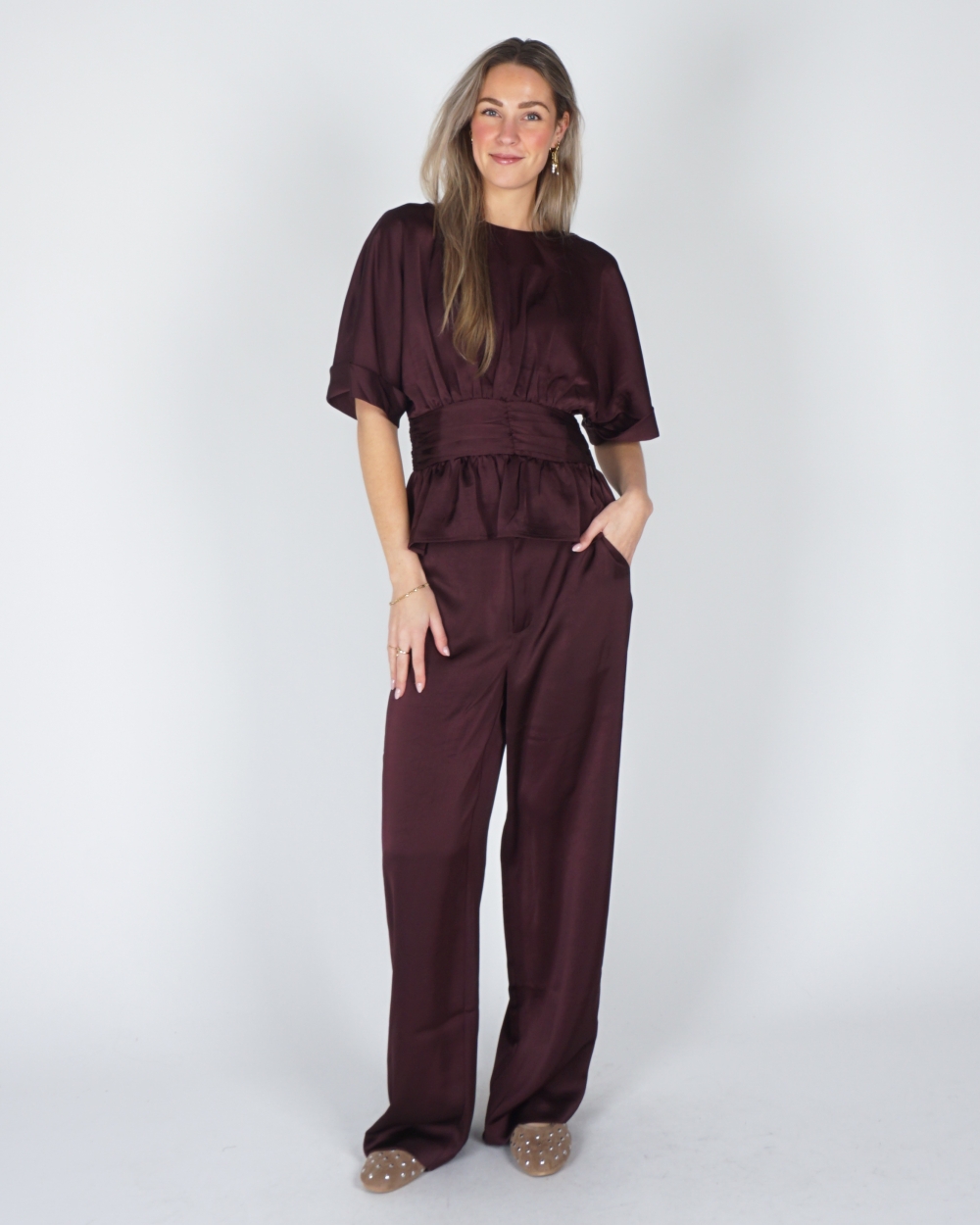 BLOUSE ANNEGRET SATIJN PLUM