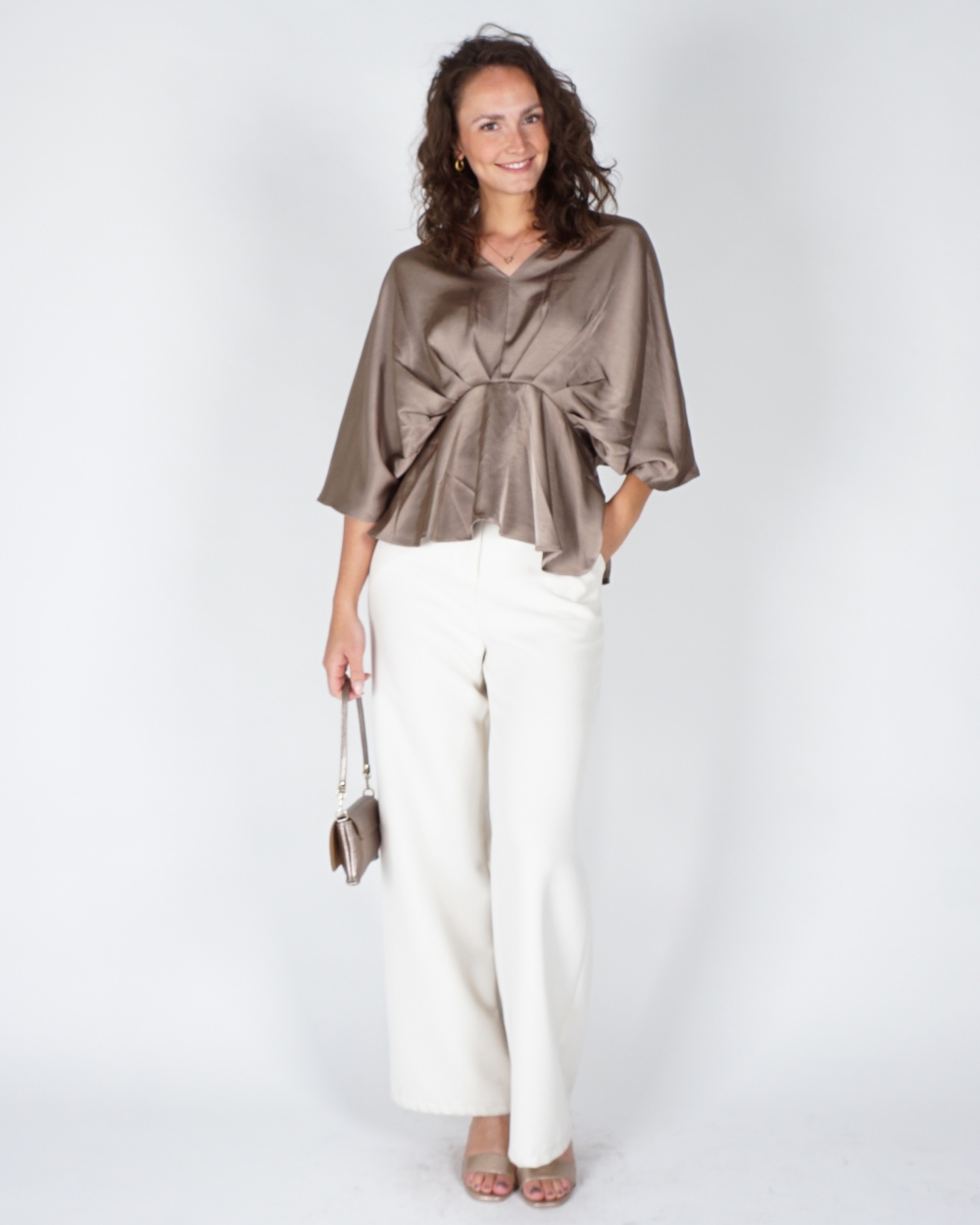 BLOUSE RIVINA SATIJN TAUPE