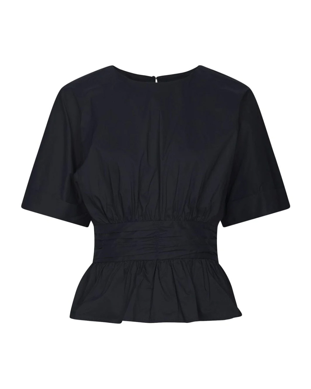 POPLIN BLOUSE ANNEGRET DONKERBLAUW
