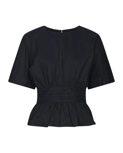 POPLIN BLOUSE ANNEGRET DONKERBLAUW