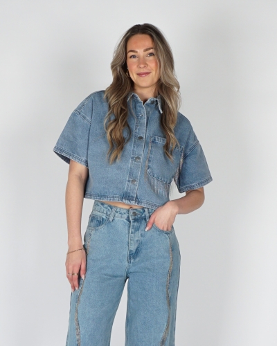 DENIM BLOUSE ADELINE LICHT BLAUW