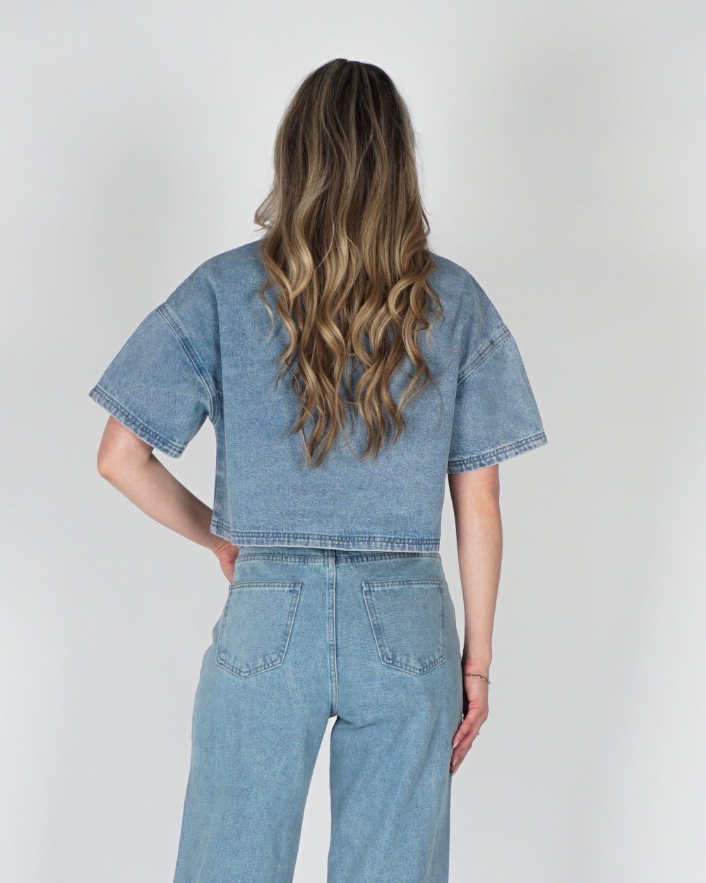 DENIM BLOUSE ADELINE LICHT BLAUW