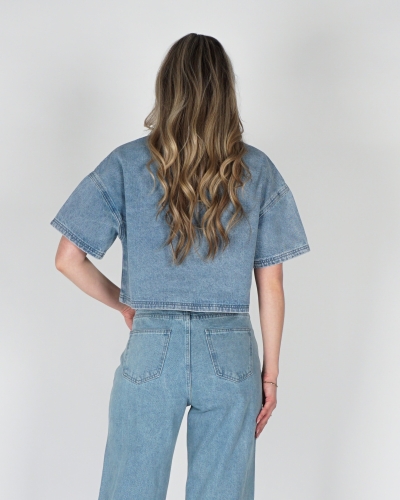 DENIM BLOUSE ADELINE LICHT BLAUW
