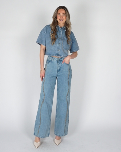 DENIM BLOUSE ADELINE LICHT BLAUW