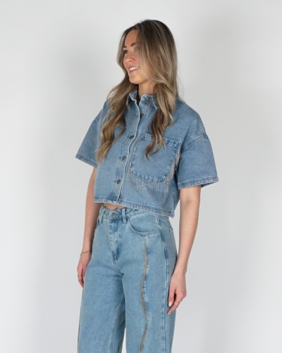 DENIM BLOUSE ADELINE LICHT BLAUW