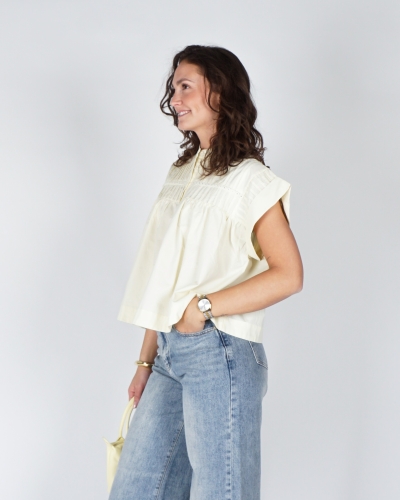 Gossip BLOUSE MET KORTE MOUW LICHTGEEL