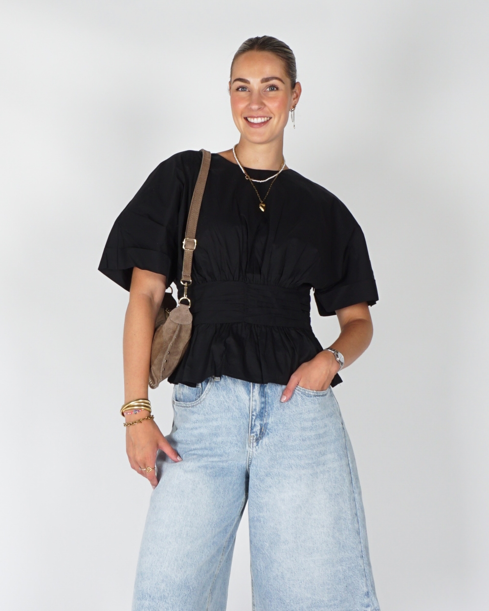 POPLIN BLOUSE ANNEGRET ZWART