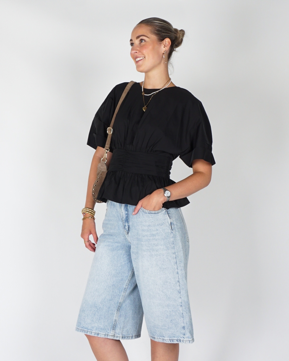 POPLIN BLOUSE ANNEGRET ZWART