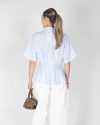 FITTED BLOUSE GESTREEPT BLAUW