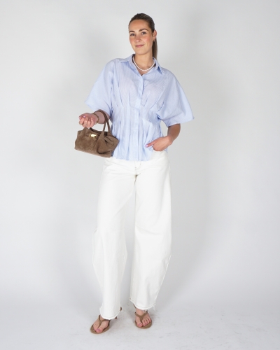 FITTED BLOUSE GESTREEPT BLAUW
