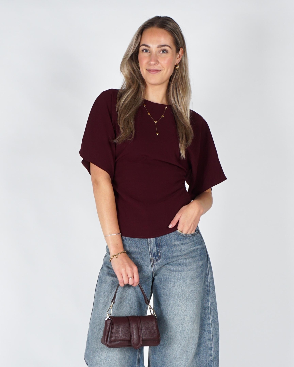 Neo Noir MIRIEL DRAPE BLOUSE Rood