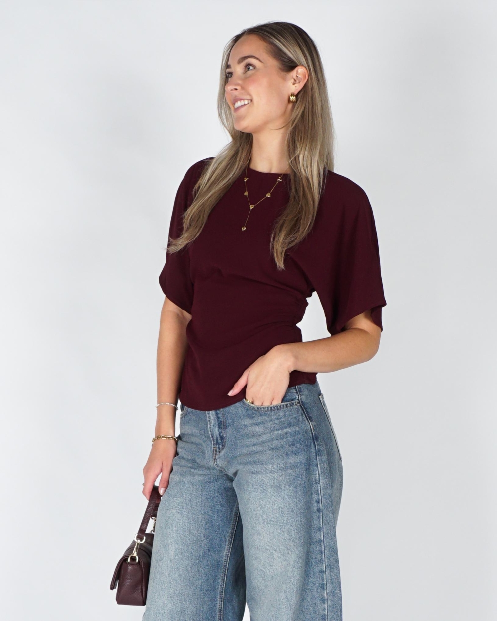 Neo Noir MIRIEL DRAPE BLOUSE Rood