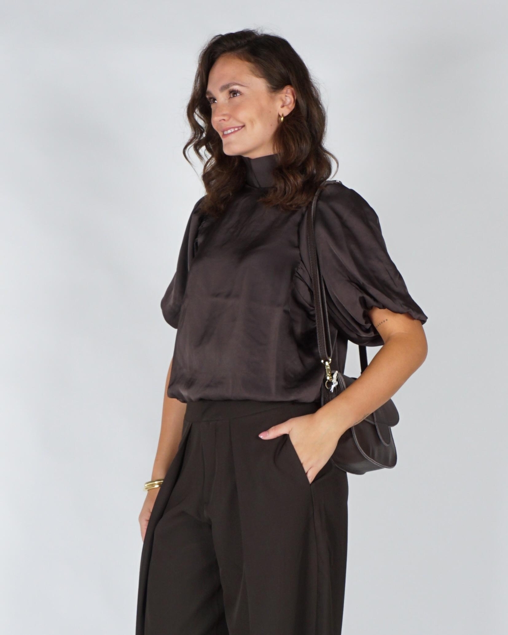 Neo Noir PARISA SATEEN BLOUSE Bruin