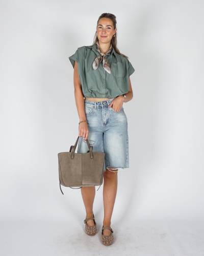 BLOUSE MET BOXY FIT GROEN