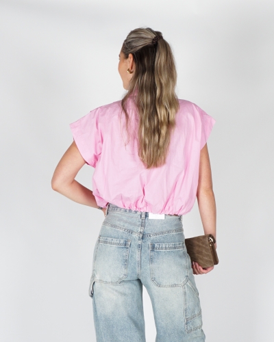 BLOUSE MET BOXY FIT ROZE