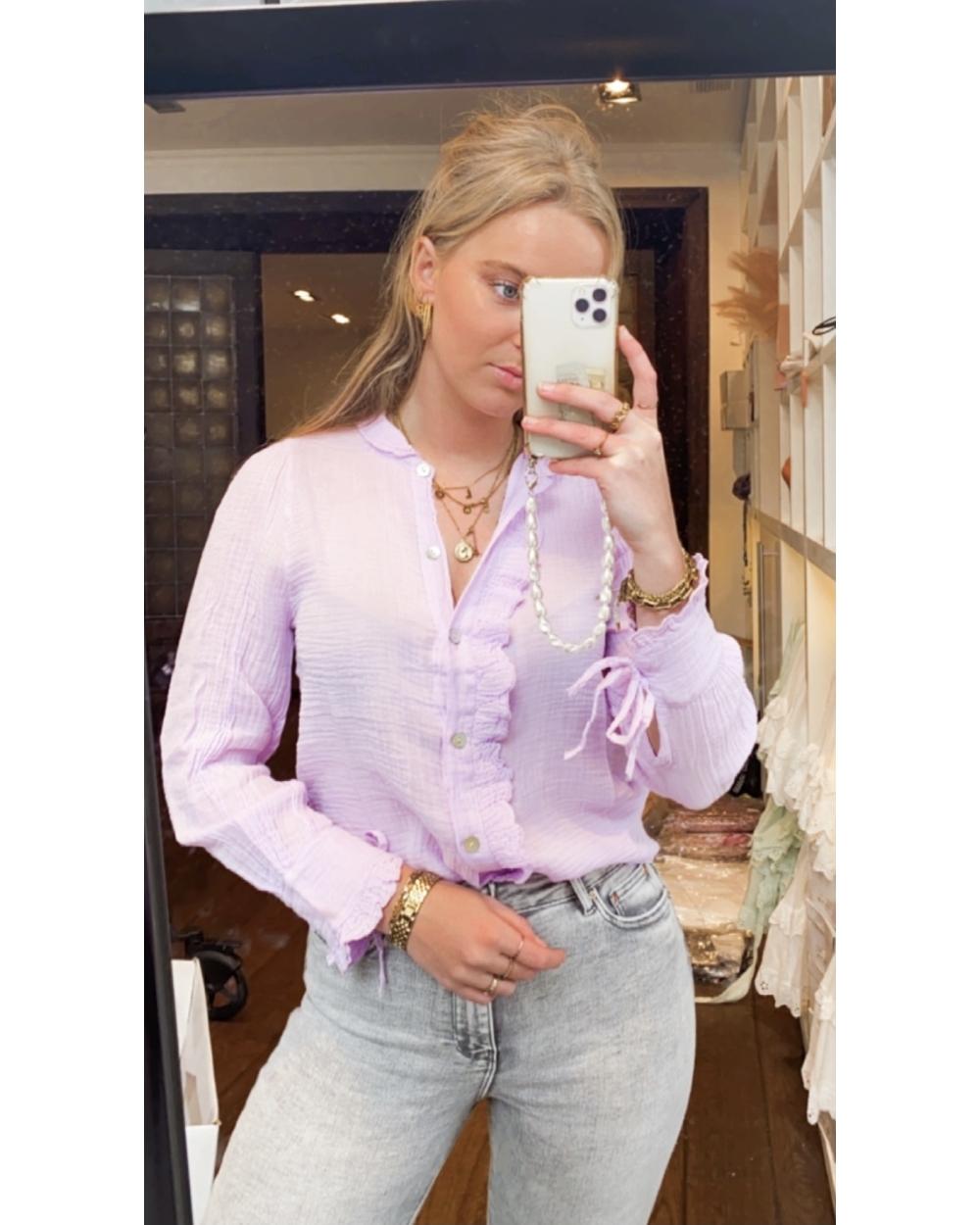 BLOUSE ROOS LILA