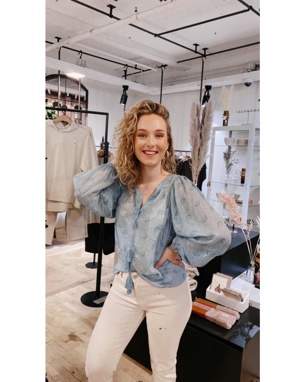 Nukus CECILE BLOUSE PRINT Lichtblauw