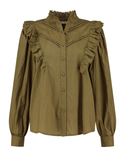 Circle of Trust GROENE BLOUSE MET RUCHES EN DETAILS
