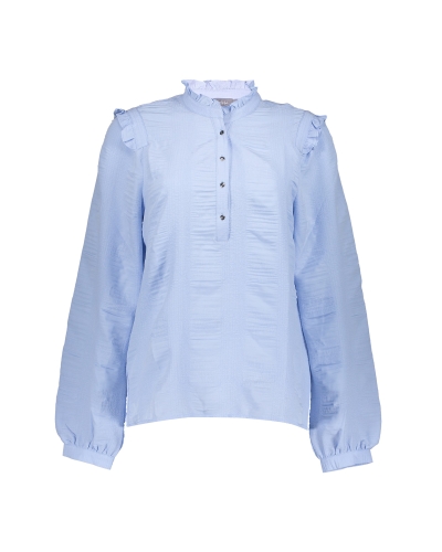 Geisha LICHTBLAUWE BLOUSE MET RUFFLE 