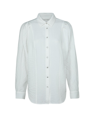 BLOUSE MET DRUKKNOPEN EN LANGE POFMOUWEN WIT 