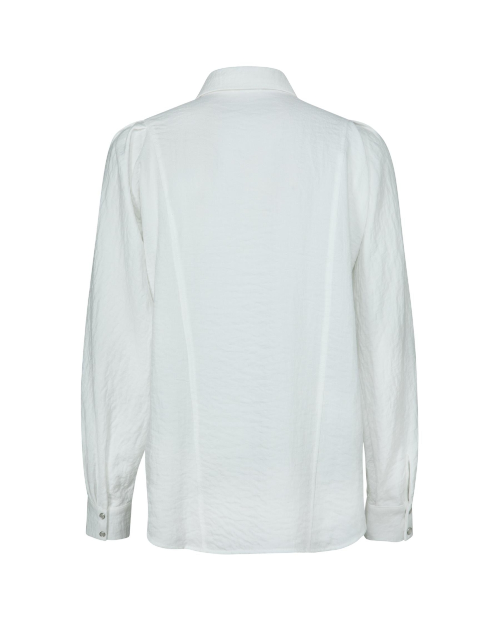 BLOUSE MET DRUKKNOPEN EN LANGE POFMOUWEN WIT 