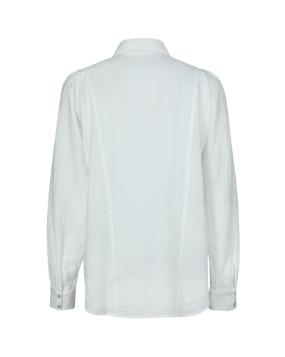 BLOUSE MET DRUKKNOPEN EN LANGE POFMOUWEN WIT 