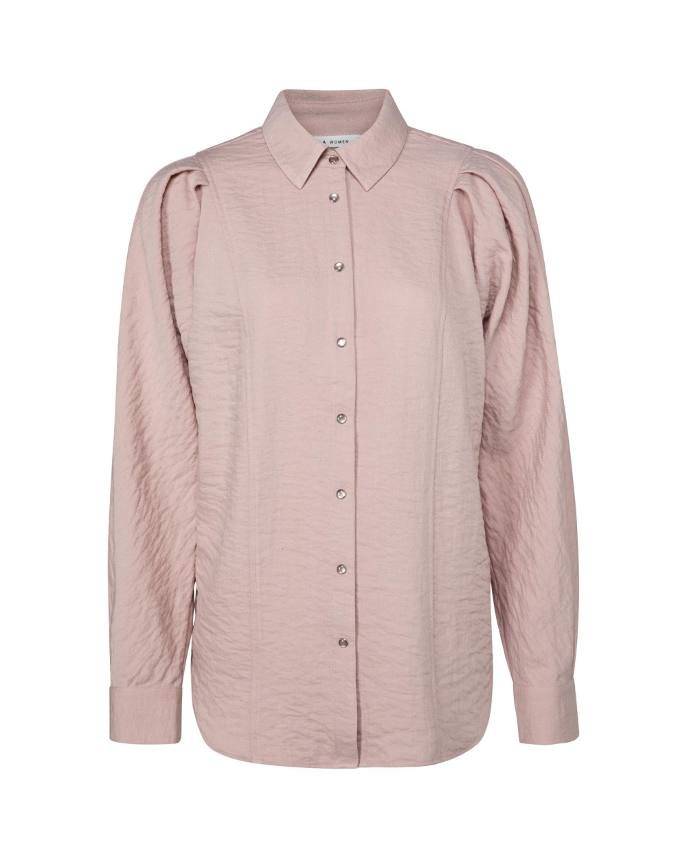 BLOUSE MET DRUKKNOPEN EN LANGE POFMOUW ROZE 