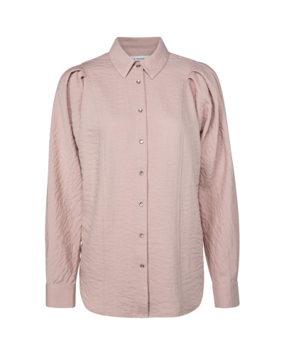 YAYA BLOUSE MET DRUKKNOPEN EN LANGE POFMOUW ROZE 