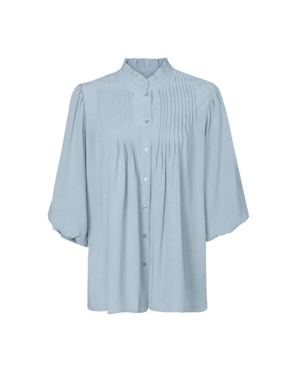 BLOUSE MET RUCHES EN POFMOUWEN