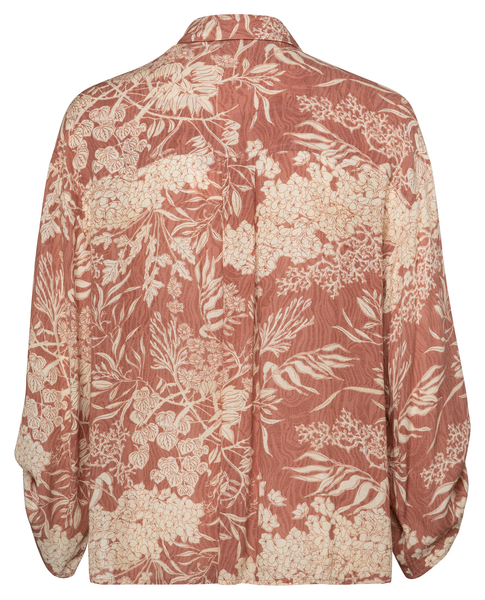 PRINTED SHEER POCKET BLOUSE RED