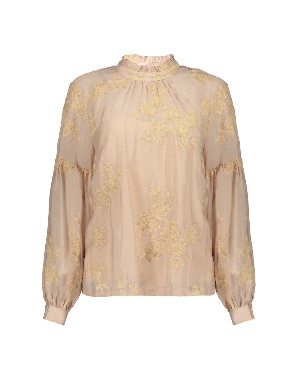 BLOUSE MET GEBORDUURDE BLOEMEN