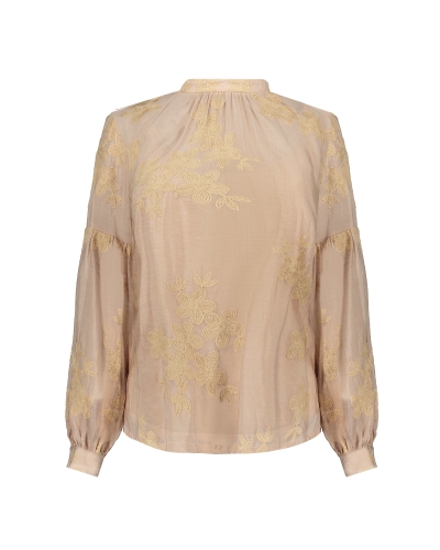 BLOUSE MET GEBORDUURDE BLOEMEN